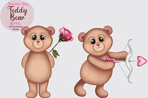 Valentine's Day Teddy Bears Clipart.