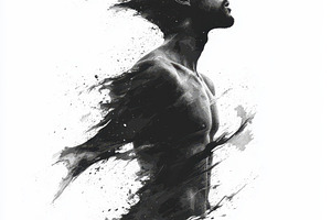 Abstract Man Black Ink Splash Art Pa, an Abstract Photo by Pixeness Studio