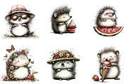 Whimsical Summer Hedgehog Clipart, an Illustration by Designking (Thumbnail 2 of 4)