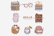 Hand Drawn Bookish Besties Clipart, a Seasonal Illustration by Tanya Kart (Thumbnail 8 of 10)
