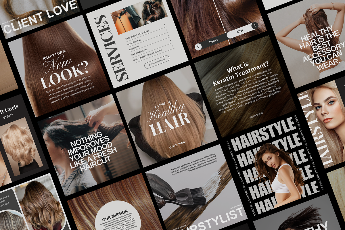120 Hairstylist Instagram Templates, a Social Media Template by TheBohoFactory (Photo 1 of 10)