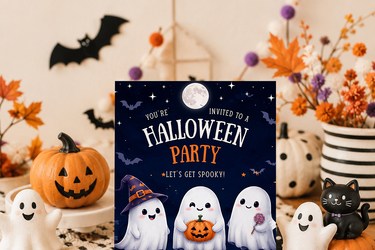 Cute Ghost Halloween Invitation, an Invitation Template by Arslan (Photo 4 of 5)