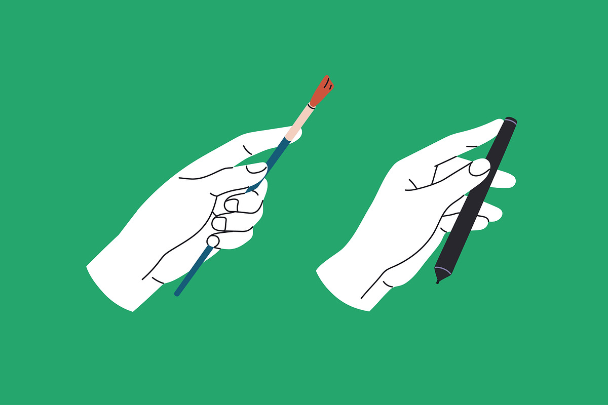Artist hands holding stationery set, a Person Illustration by PaperTrident (Photo 2 of 8)