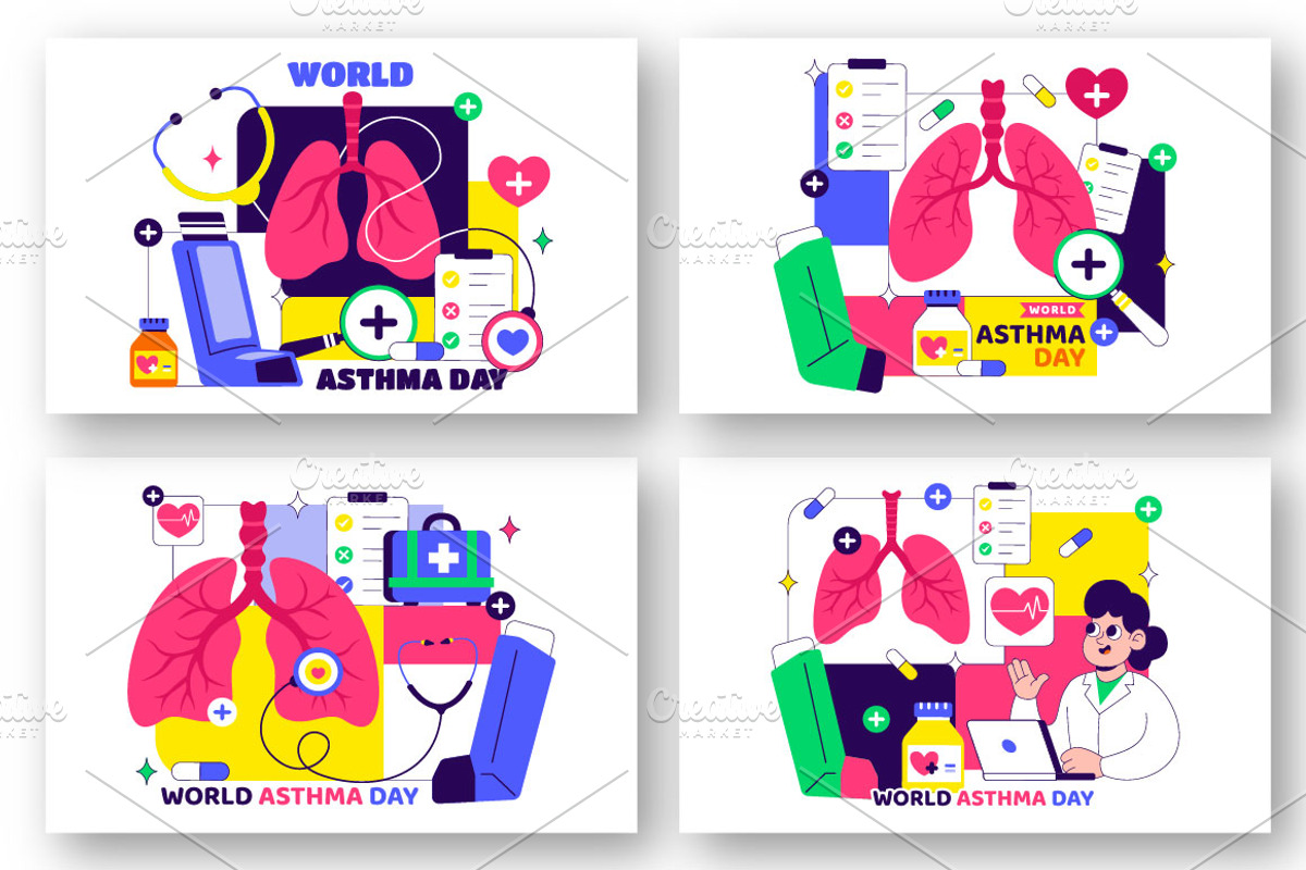 10 World Asthma Day Illustration, a Healthcare Illustration by denayunebgt (Photo 2 of 4)