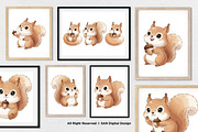 15 Bundle Watercolor Kids Squirrel, an Animal Illustration by Morspective (Thumbnail 4 of 8)