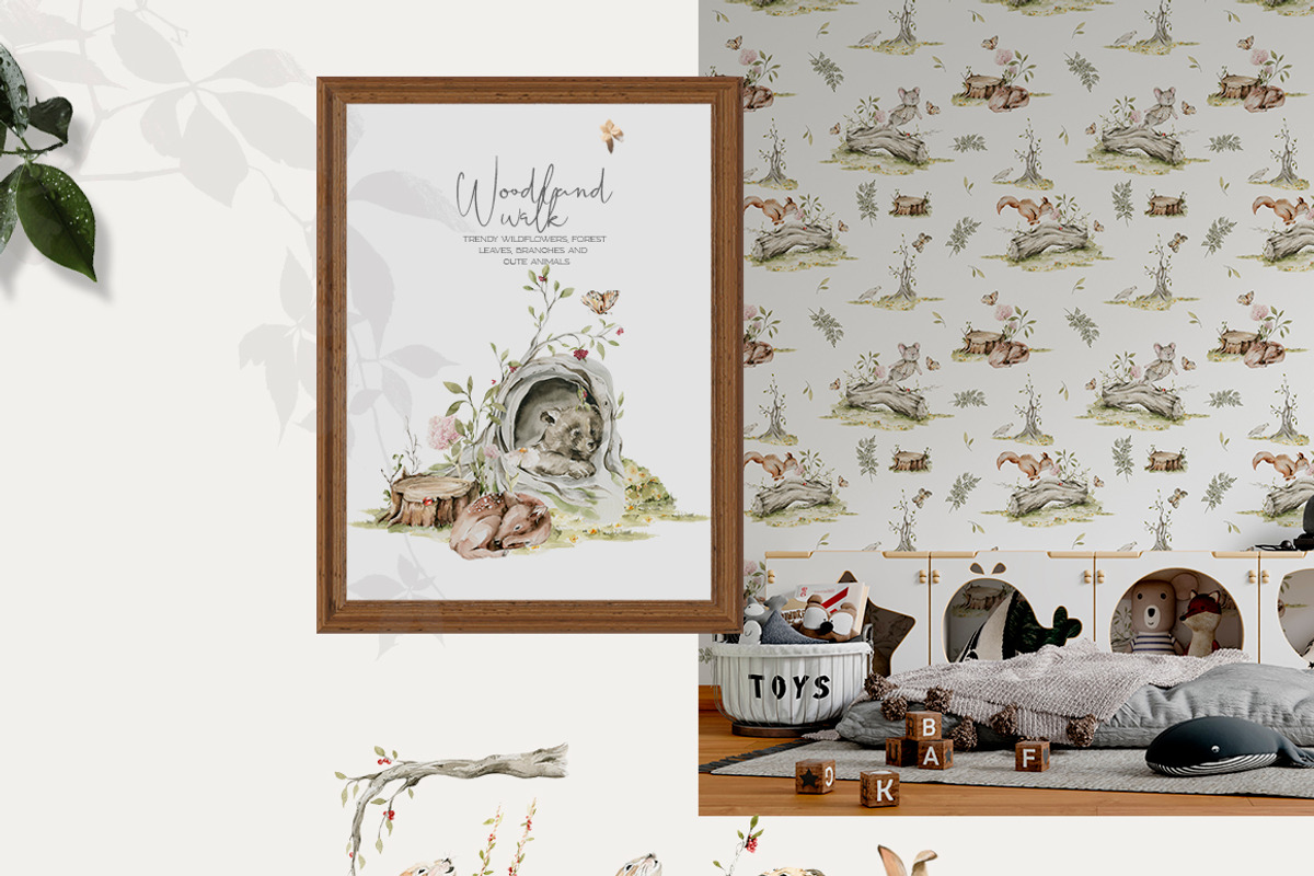 Woodland baby animals Field flowers, an Animal Illustration by 60secondsArt (Photo 15 of 16)