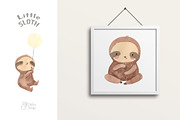 SLOTH clipart. Watercolor baby sloth, an Animal Illustration by OlliArtDesign (Thumbnail 3 of 5)