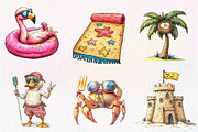 Quirky Summer Beach Day Clipart, an Illustration by CreationArt (Thumbnail 7 of 9)