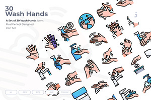 30 Wash Hand Icon set