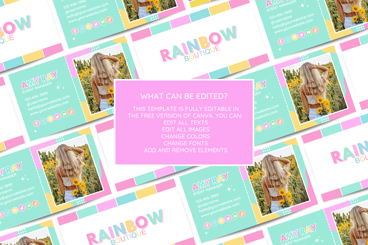Colorful Business Card, a Business Card Template by SunshineStudioBoutique (Photo 3 of 10)
