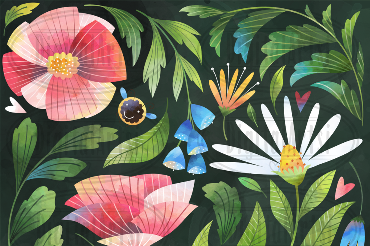 Watercolor Florals Clipart, an Illustration by DigitalArtsi (Photo 2 of 6)