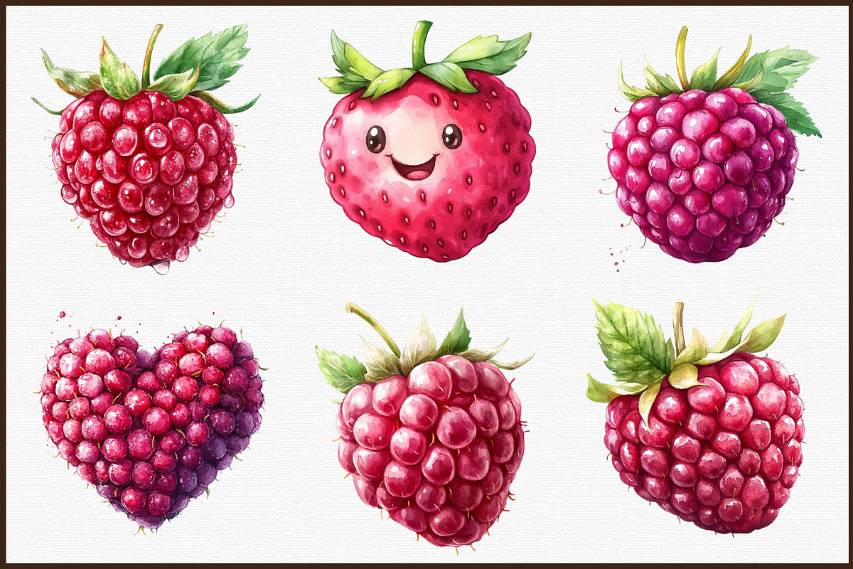 Watercolor Raspberry Clipart, an Illustration by Sublimation Artist (Photo 3 of 6)
