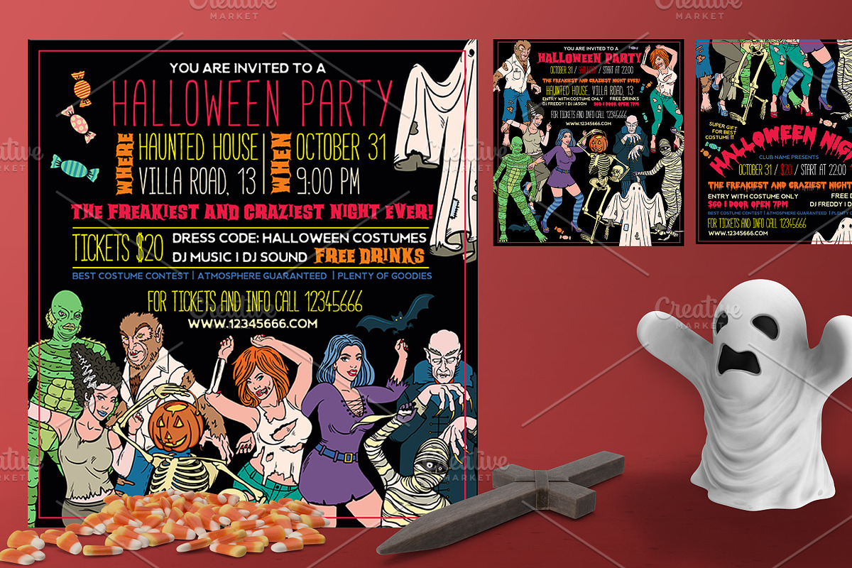 Halloween Costume Party Flyers, a Flyer Template by Moloko88 (Photo 1 of 3)
