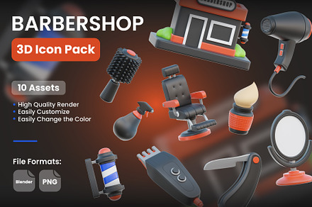 Barbershop 3D Icons