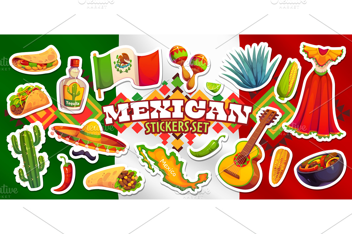 Mexican cuisine food, holiday, a Food Illustration by Vector Tradition