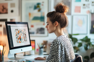 Brazilian woman works on online, a Photo by Pavel_design