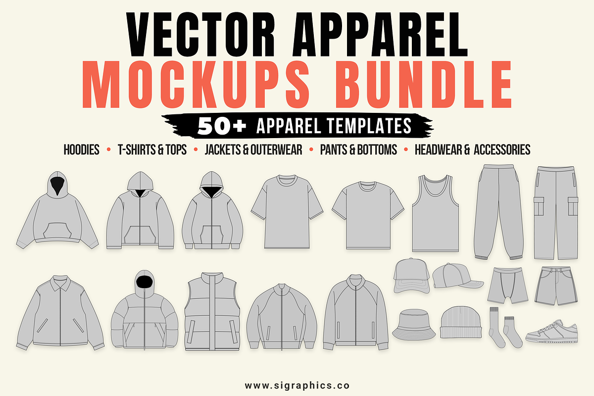 50+ Vector Apparel Mockups Bundle, a Hoody Mockup by S.i. Graphics (Photo 1 of 4)