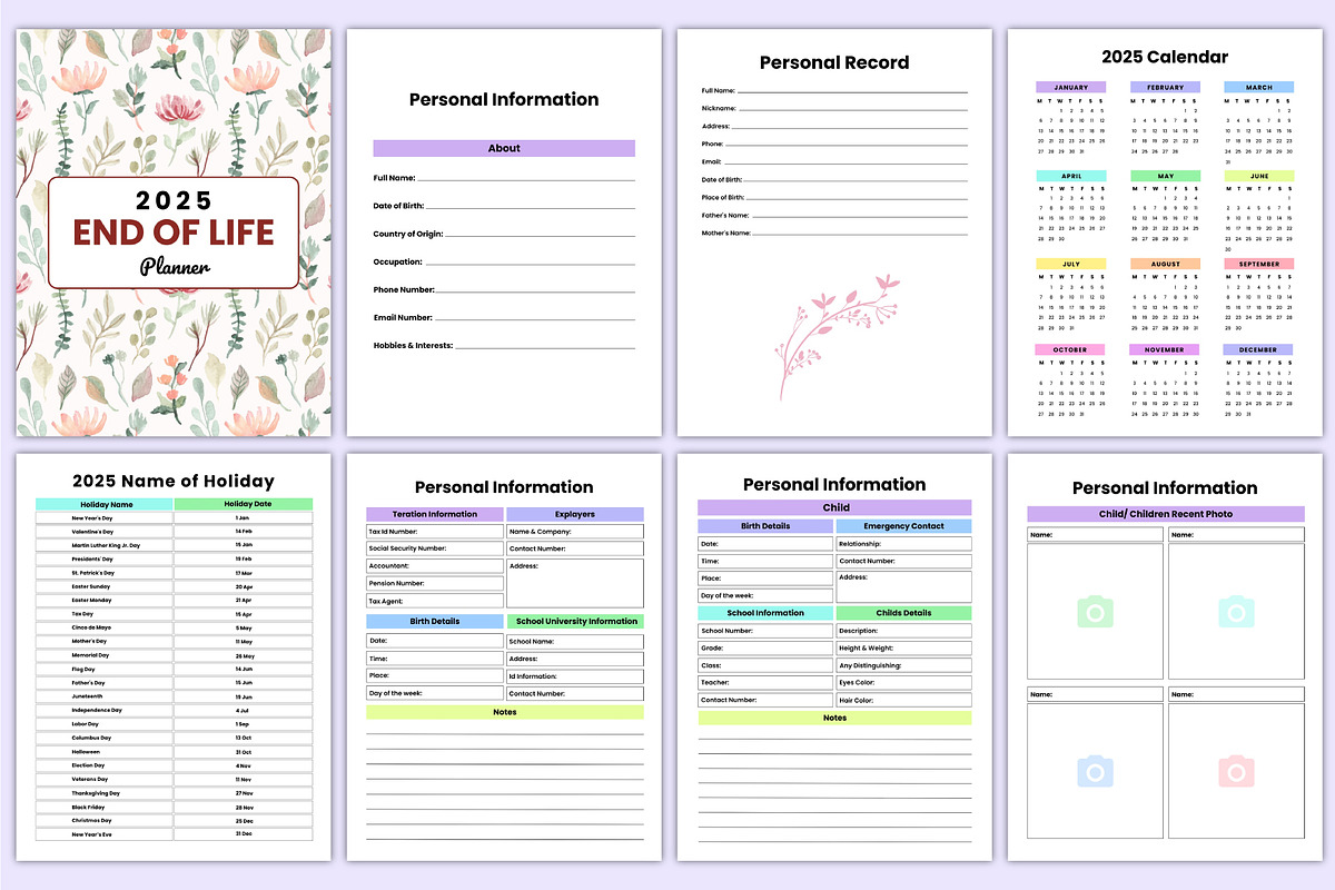 Rainbow 2025 End of Life Planner Kdp, a Stationery Template by Mustafiz (Photo 2 of 8)