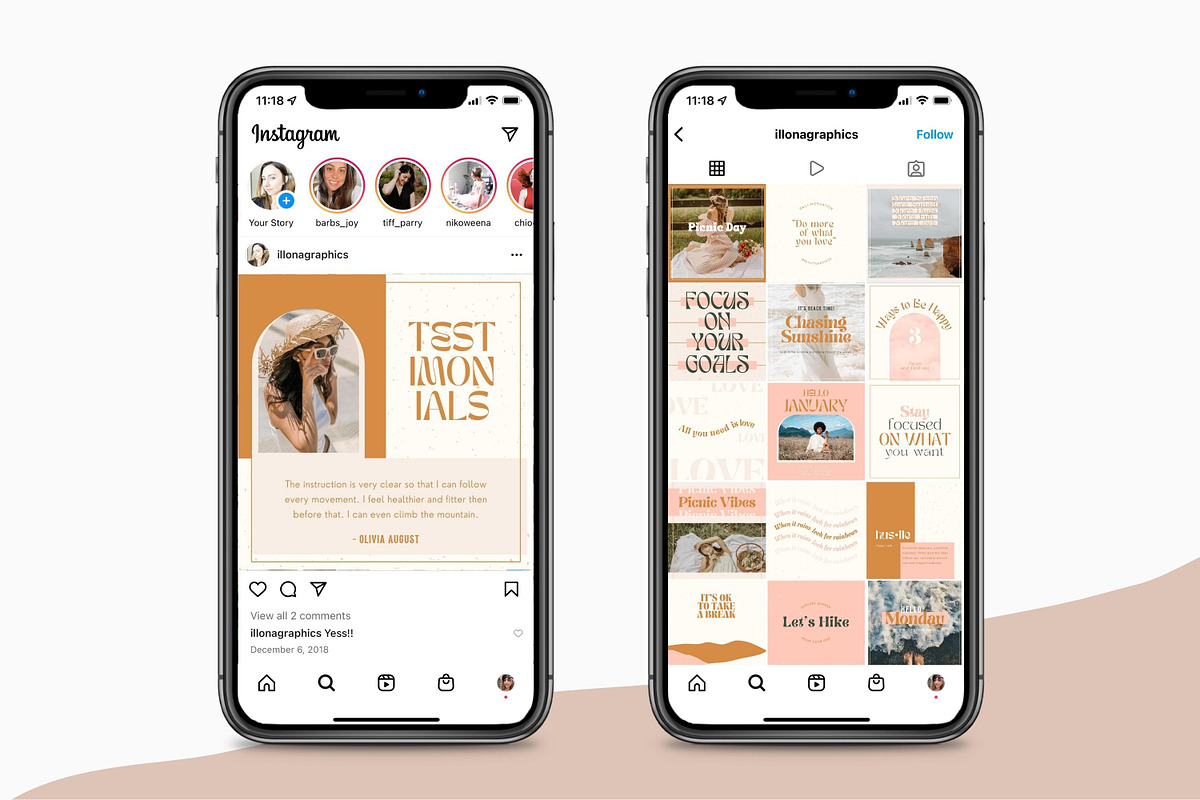 Boho Instagram Templates Canva, a Social Media Template by ILLONA GRAPHICS (Photo 3 of 9)