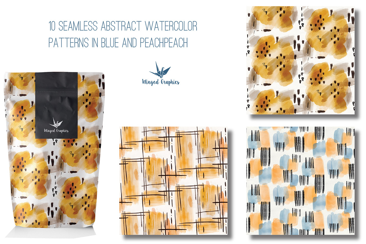 10 Seamless watercolor patterns, a Pattern Graphic by Winged Graphics (Photo 3 of 4)
