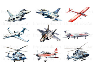 Watercolor Aircraft Clipart, Plane