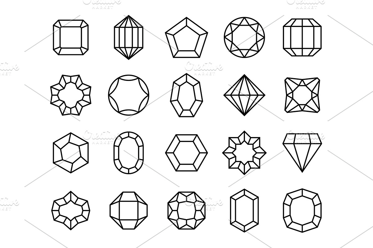 Gem line. Geometric gems diamonds, an Illustration by YummyBuum