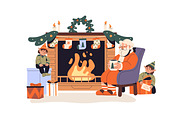 Santa Claus set + Christmas cards, a Seasonal Illustration by PaperTrident (Thumbnail 6 of 12)
