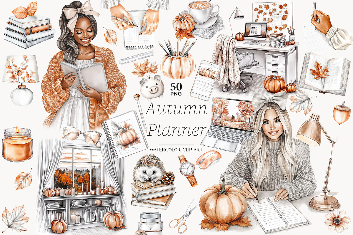 Autumn Planner Clipart Collection, a Person Illustration by GlamArtZhanna (Photo 1 of 8)