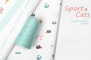 Pattern set Sport and cats, a Pattern Graphic by L- design studio (Thumbnail 2 of 5)