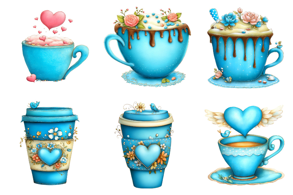 Valentine Coffee Cup Clipart, an Illustration by DreamArtGraphic (Photo 3 of 5)