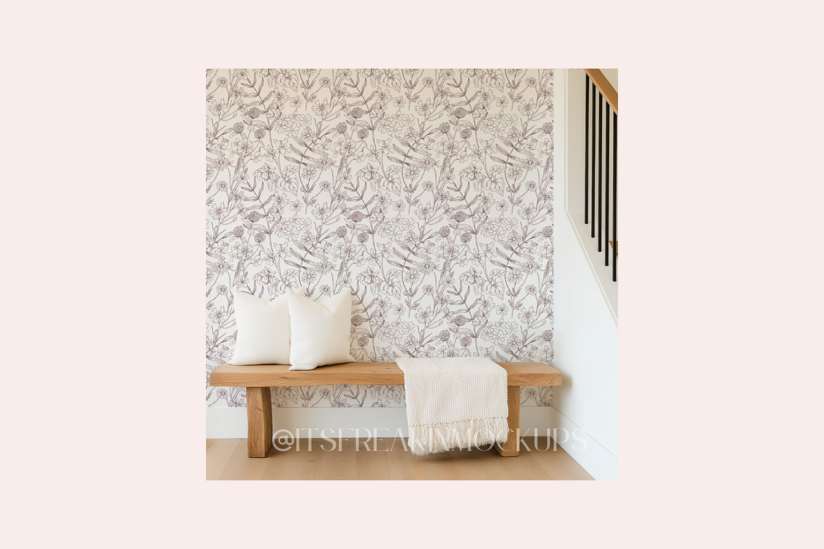 PSD Entryway Wallpaper Mockup, a Household Mockup by ItsFreakinMockups (Photo 4 of 4)