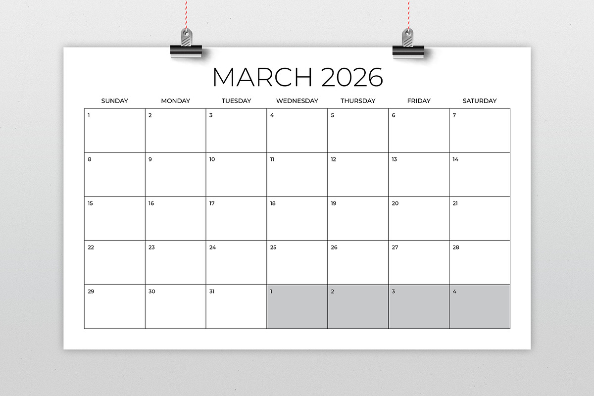 2026 11 x 17 Inch Office Calendar, a Stationery Template by Running ...