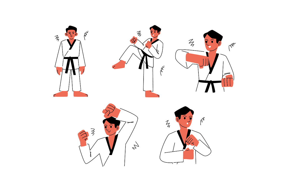 Taekwondo Man Character Vol 1, a Sport Illustration by SLAB! Design (Photo 2 of 3)