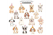 Party Pups Watercolor Clipart, an Illustration by CharmClipart (Thumbnail 2 of 8)