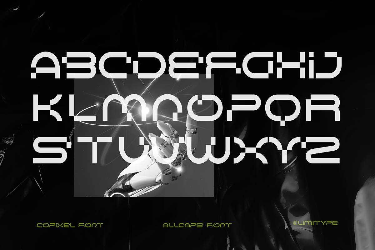 Copixel - Futuristic Font, a Sans Serif Font by limitype (Photo 8 of 11)