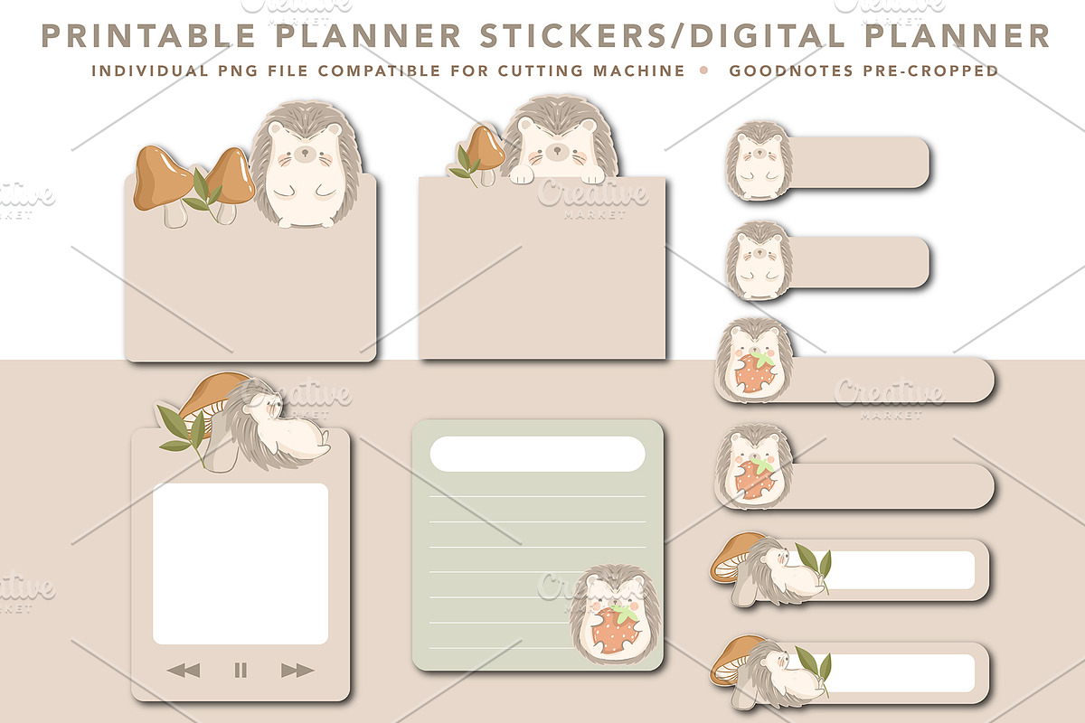 cute hedgehog digital sticker planne, a Design Template by hanacrochetdesign (Photo 4 of 7)