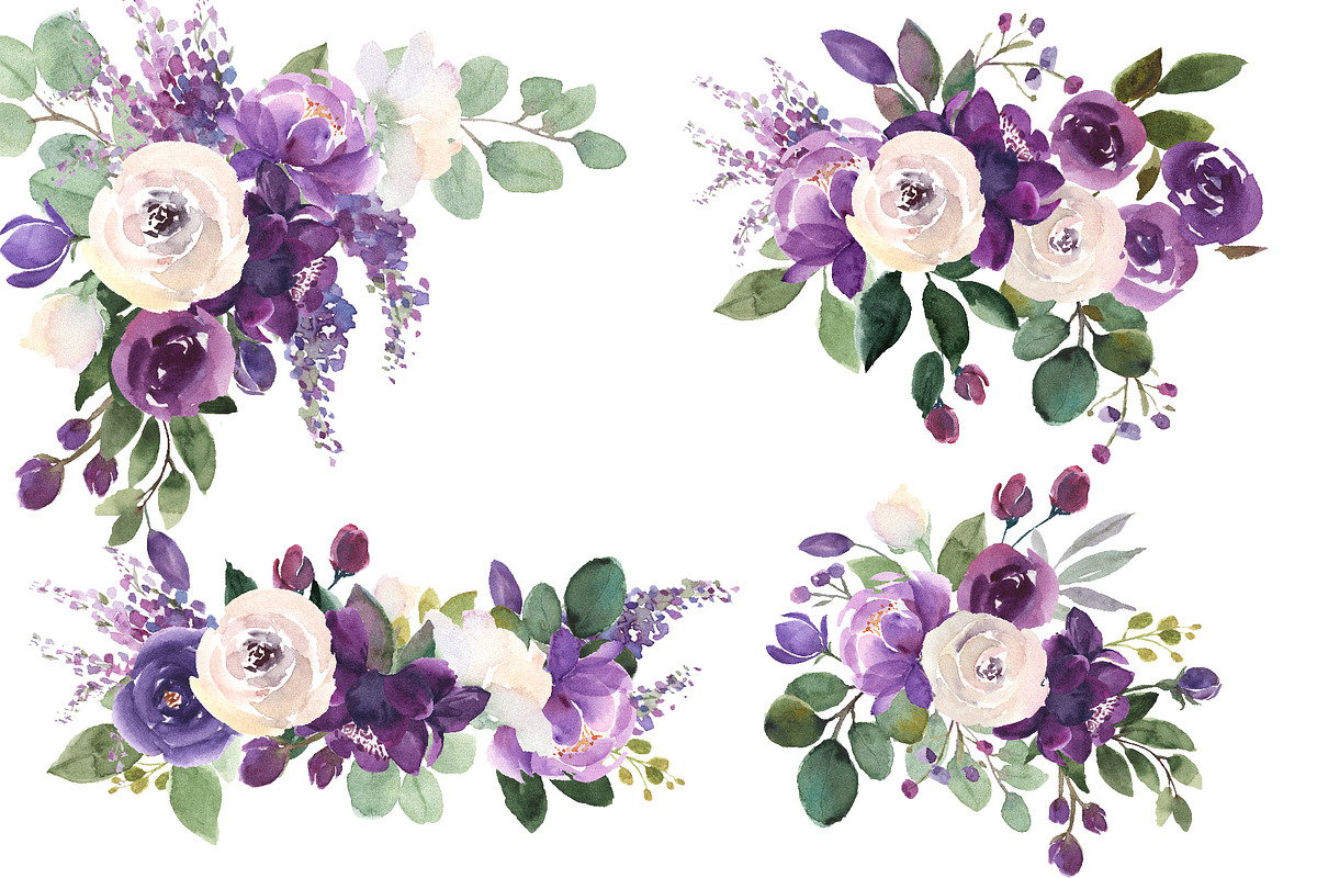 Purple Floral Wreaths & Frames, an Illustration by Graphic Blue Bird (Photo 3 of 6)