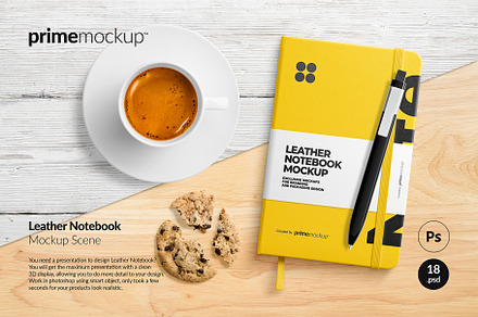 Leather Notebook Hardcover Mockup, a Books & Magazine Mockup by PrimeMockup