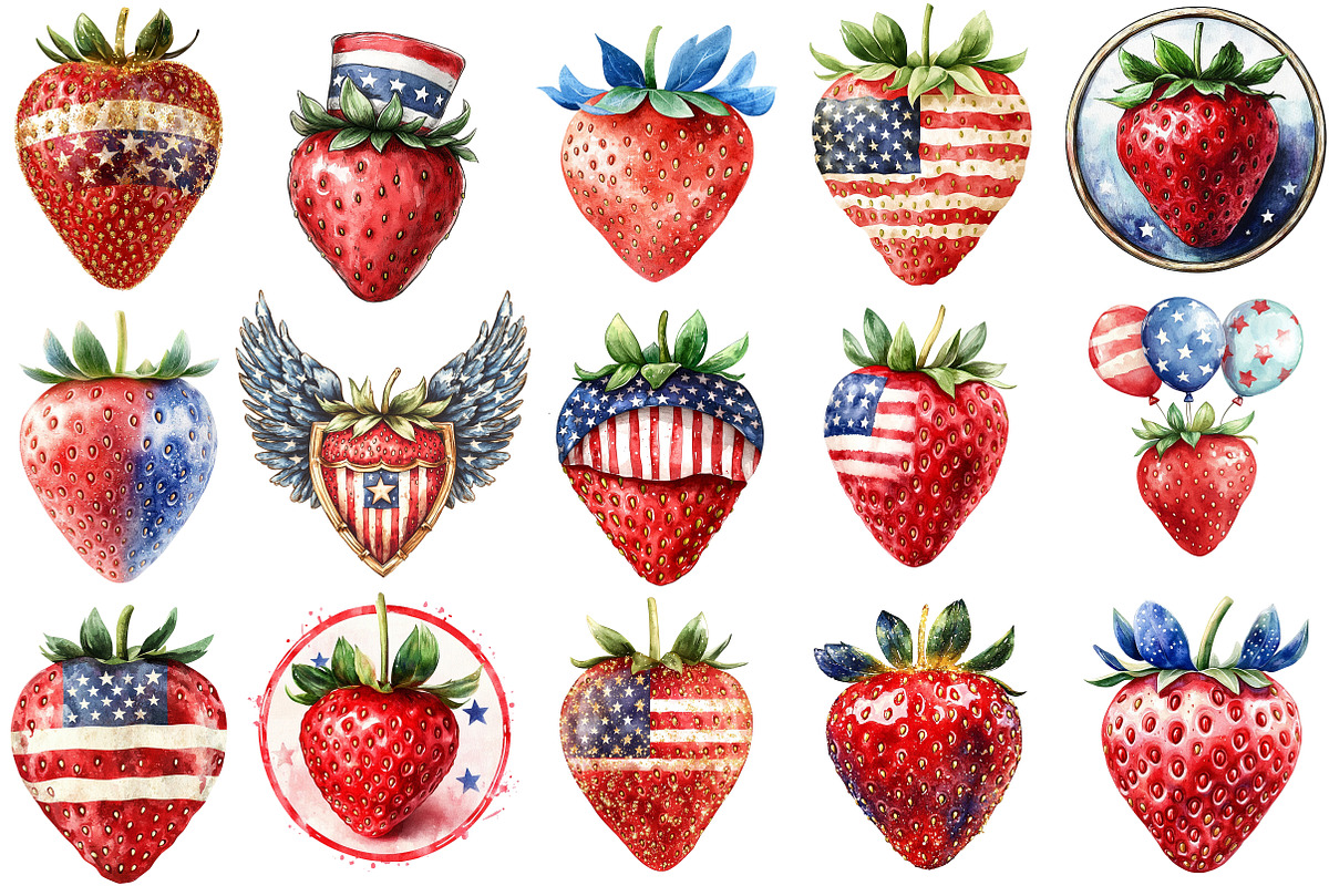 Independence Day Strawberry PNG, an Illustration by SinaCreation (Photo 2 of 10)