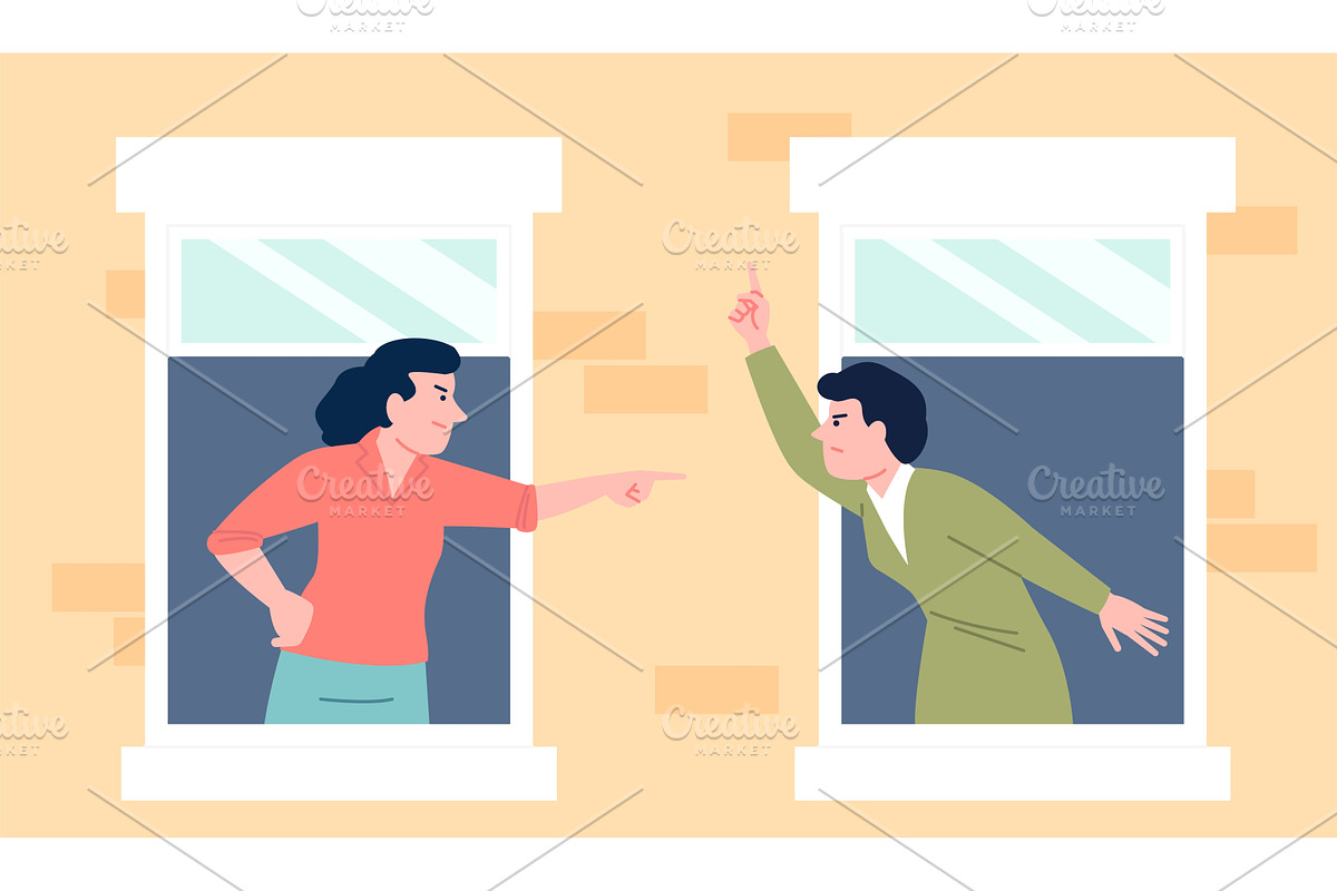 Neighbors fight. Female quarrel, a Person Illustration by LadadikArt