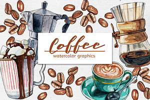 Bundle Of Watercolor COFFEE Graphics