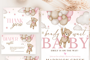Bear Baby Shower Invitation Bundle, a Card Template by Shinehoon