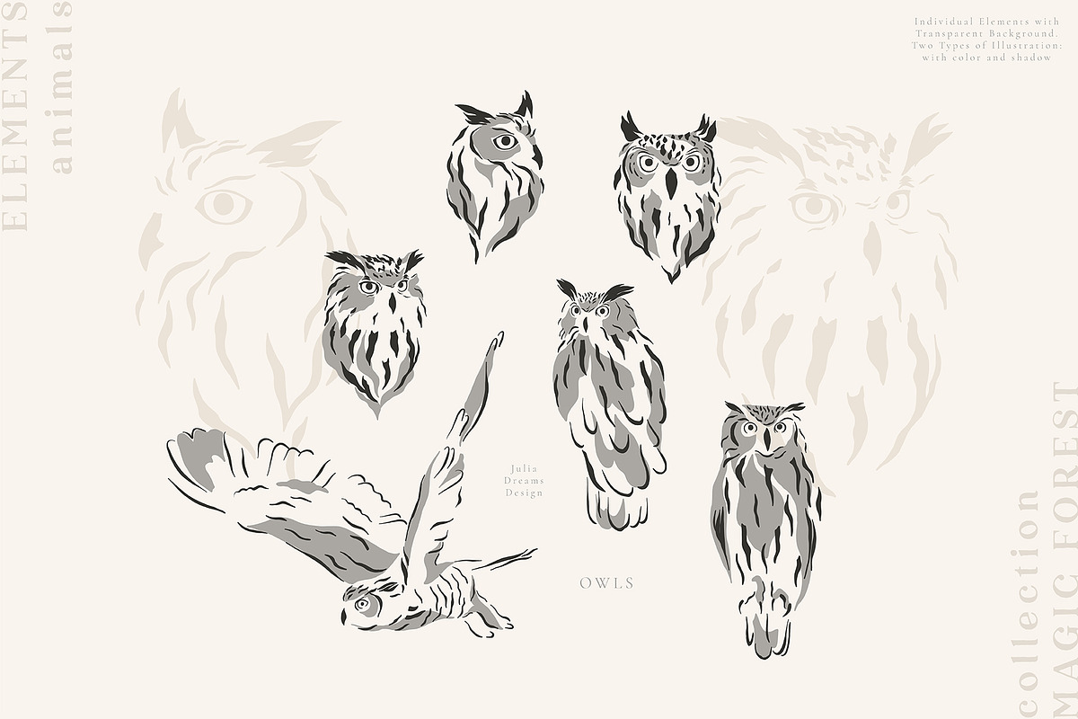Magic Forest Collection, an Animal Illustration by Julia Dreams