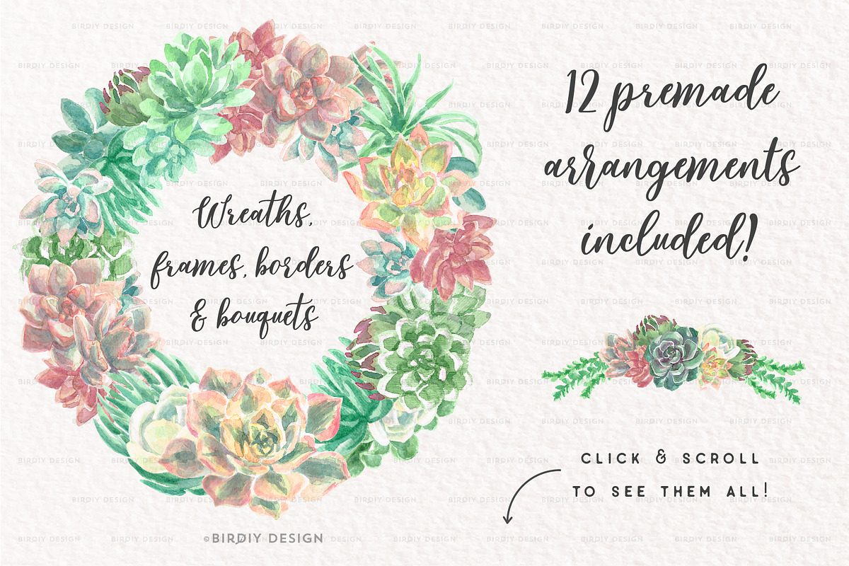 Watercolor Cactus and Succulents 2, an Illustration by BirDIY Design (Photo 2 of 3)