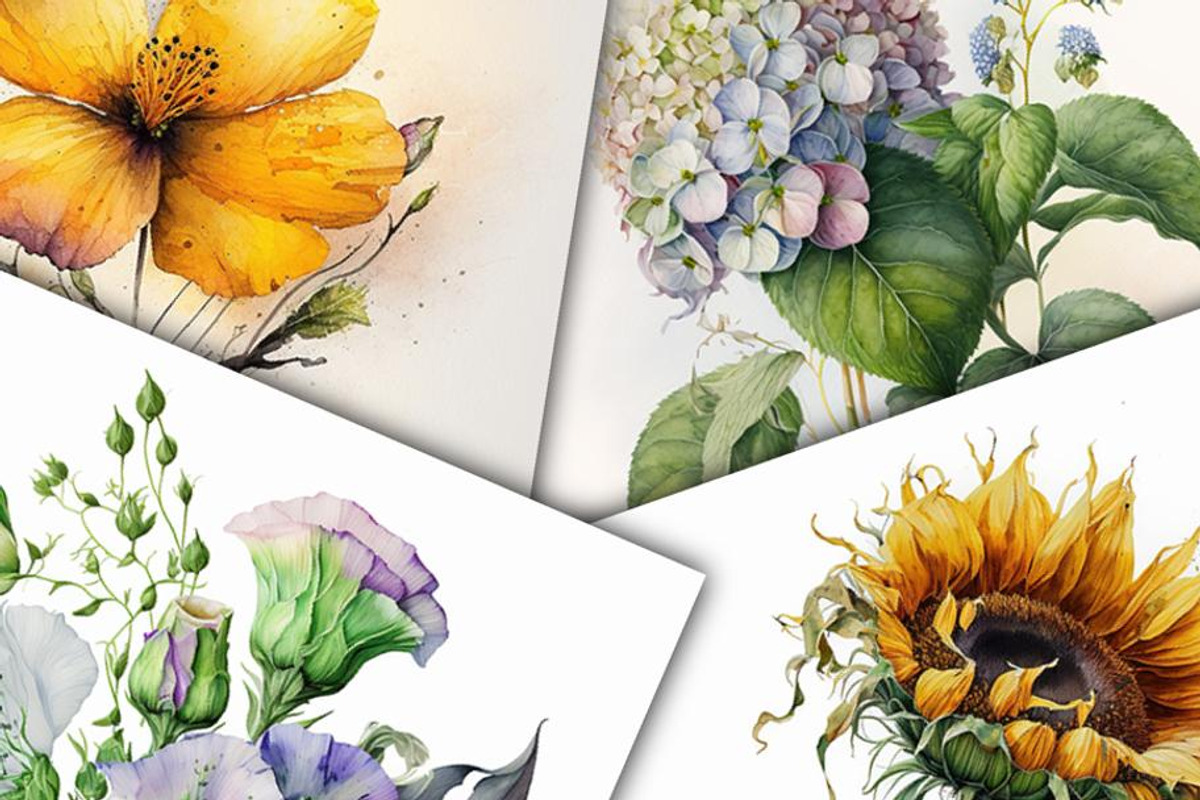 Floral Flower Watercolor Backgrounds, an Illustration by Gemstone (Photo 4 of 4)