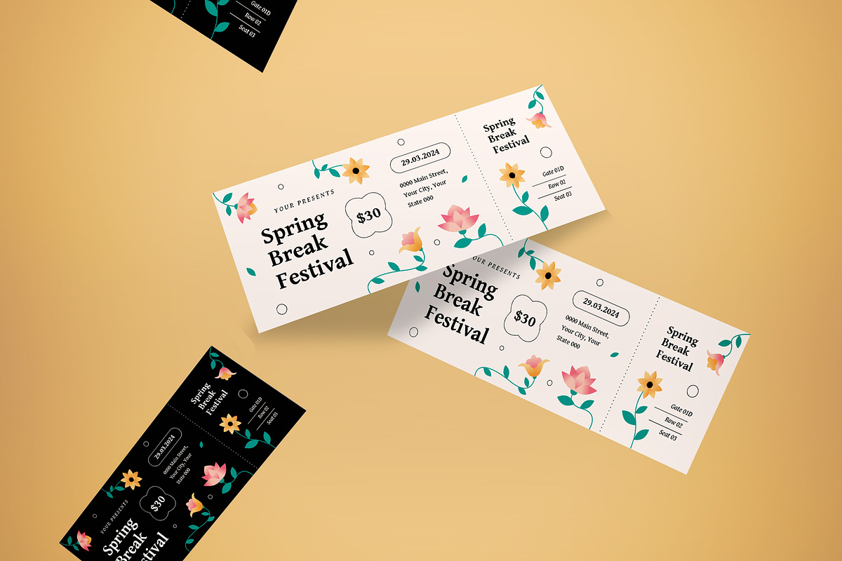 Spring Break Festival Ticket, a Card Template by graphicook (Photo 3 of 3)