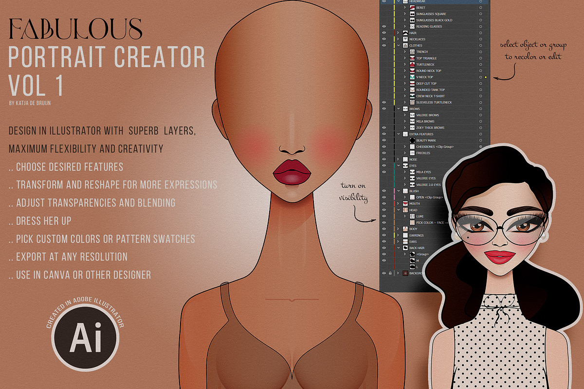 Fabulous Portrait Creator Vol 1, a Person Illustration by Iconogenic (Photo 2 of 6)