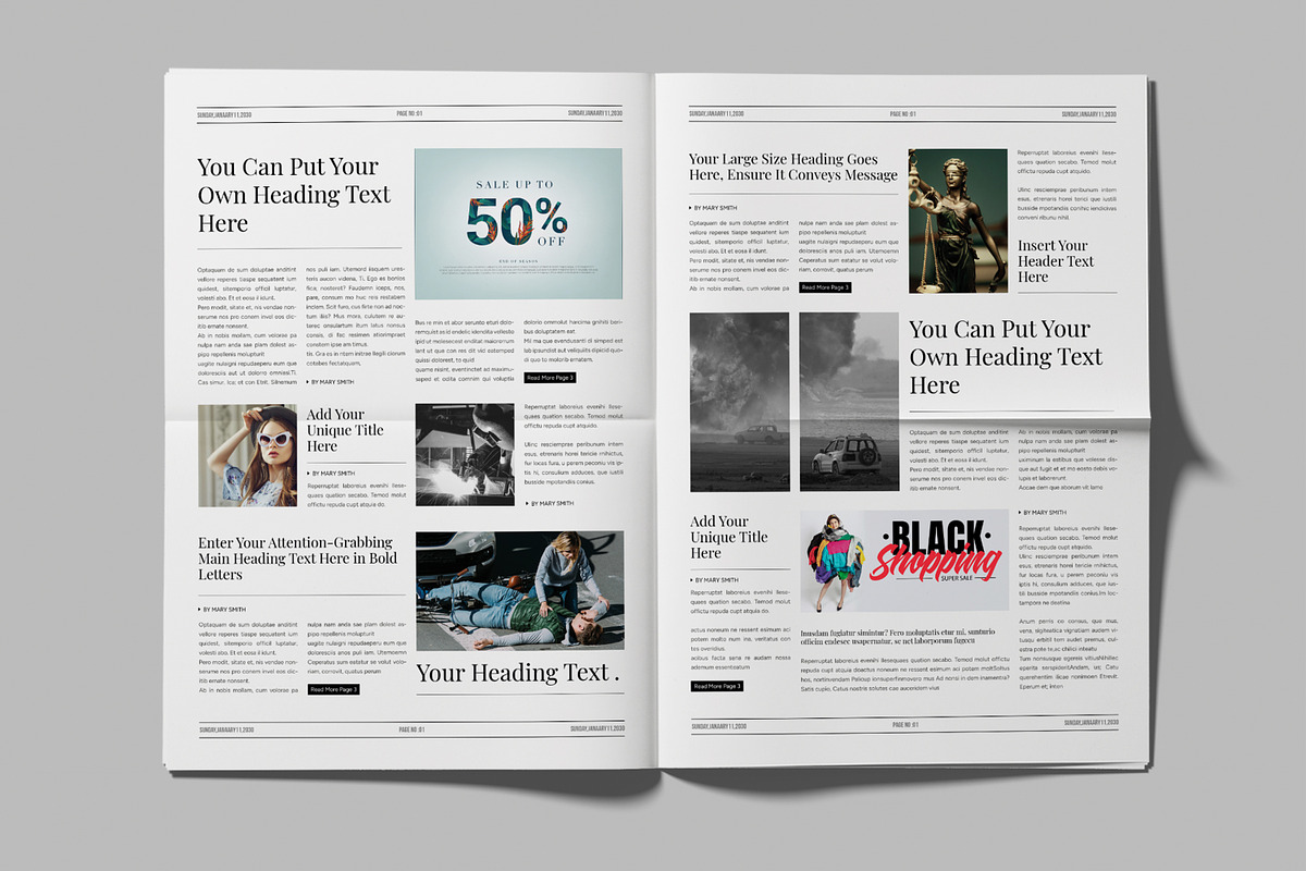 Newspaper Layout Template, a Magazine Template by MightyDesign (Photo 3 of 8)