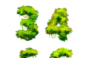 Vines And Bushes Font On White