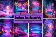 Tropicana Neon Beach Party, a Background Graphic by Printable Treasure (Thumbnail 1 of 6)